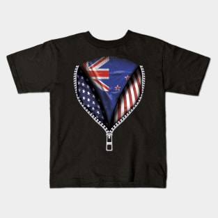New Zealander Flag  New Zealand Flag American Flag Zip Down - Gift for New Zealander From New Zealand Kids T-Shirt